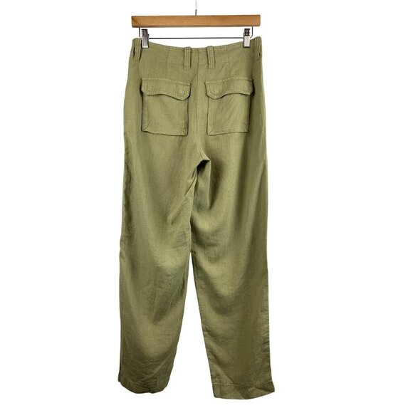 J.Crew Womens Linen Blend Utility Pants Size 2 Khaki Green New With Tags - Picture 2 of 5